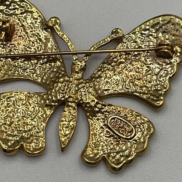 Vintage 1999 Plainville Stock Co PSCO AB Rhinestone Butterfly Pin Brooch Y2K EUC - Picture 2 of 4